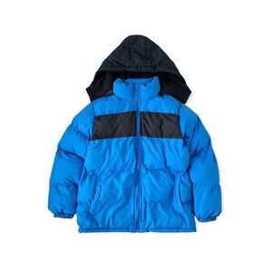 🏈New🏈 Big Boys Hooded Down Jacket Blue Black Full Zip